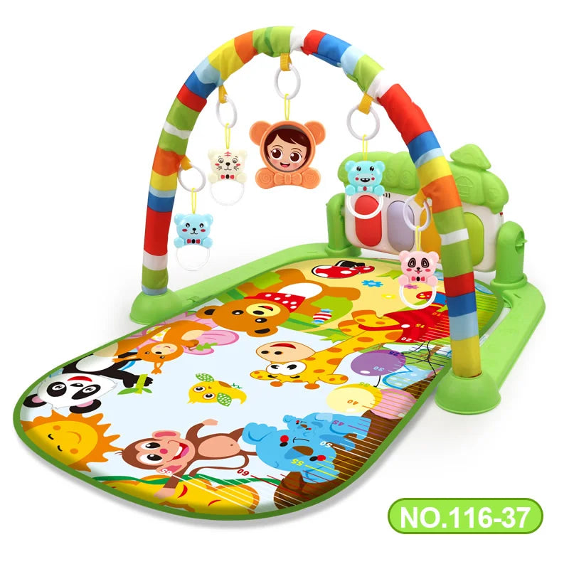 Baby Play Gym Activity Mat with Musical Arch, Multifunctional Fitness Frame, Educational Crawling Rug, Perfect Gift for Infants