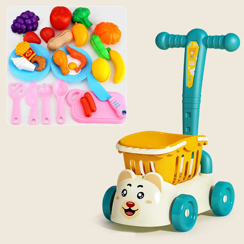 Children's Supermarket Shopping Cart Toy - Baby Trolley for Fruit & Grocery Play - Simulation Kitchen Gift for Boys & Girls