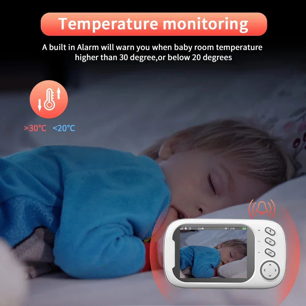 Wireless Video Baby Monitor with 3.5-Inch Display, Night Vision, Temperature Monitoring & Two-Way Audio for Baby Care and Security
