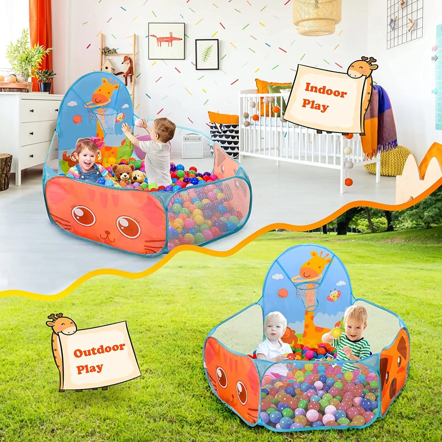 Portable Foldable Ball Pool Tent for Kids - Indoor/Outdoor Play Pit with Basket - Educational Sports Toy & Holiday Gift