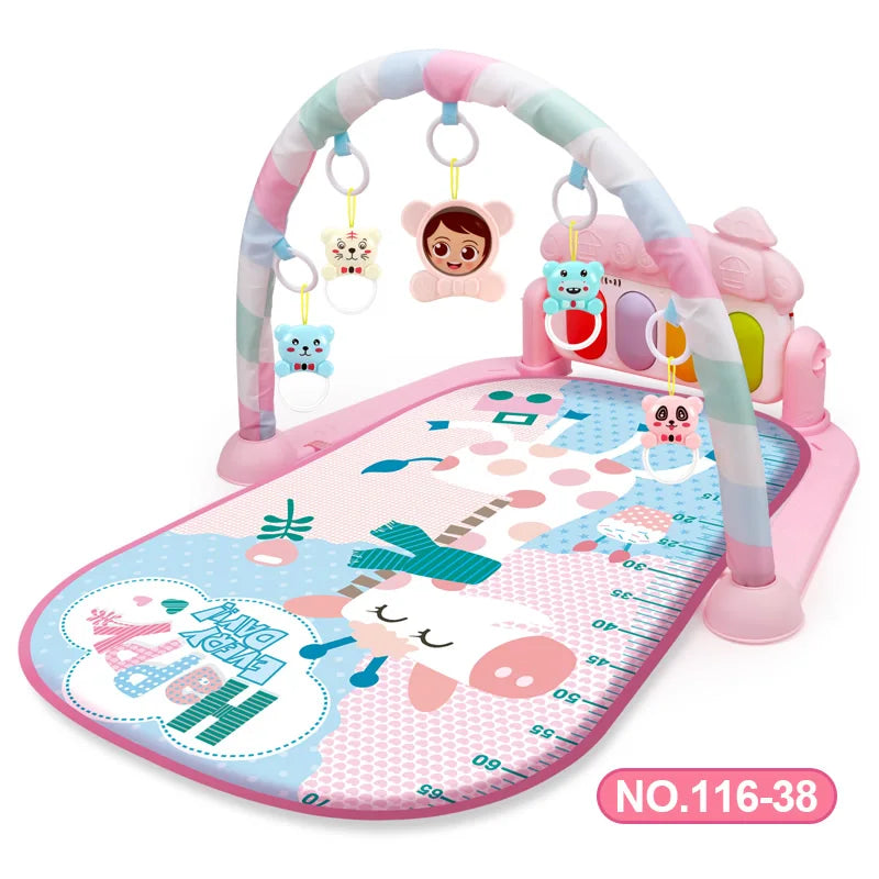 Baby Play Gym Activity Mat with Musical Arch, Multifunctional Fitness Frame, Educational Crawling Rug, Perfect Gift for Infants