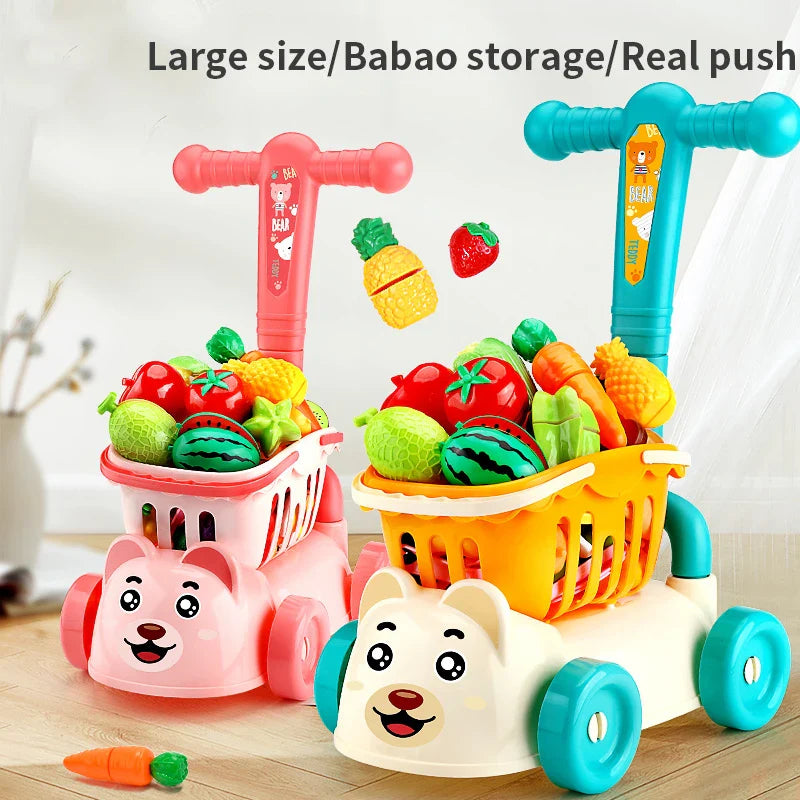 Children's Supermarket Shopping Cart Toy - Baby Trolley for Fruit & Grocery Play - Simulation Kitchen Gift for Boys & Girls