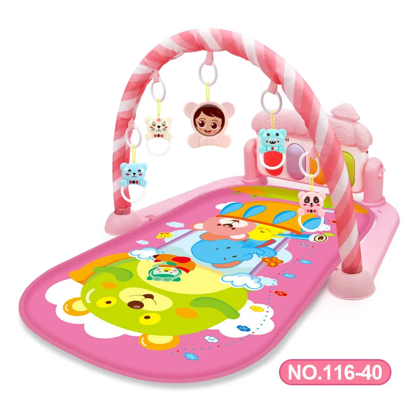 Baby Play Gym Activity Mat with Musical Arch, Multifunctional Fitness Frame, Educational Crawling Rug, Perfect Gift for Infants