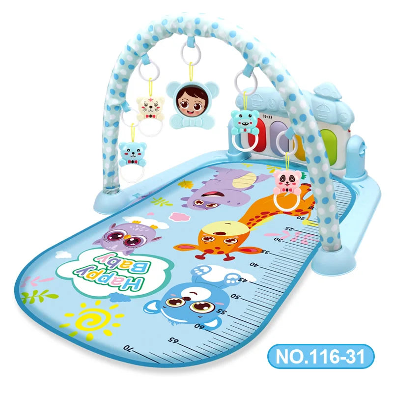Baby Play Gym Activity Mat with Musical Arch, Multifunctional Fitness Frame, Educational Crawling Rug, Perfect Gift for Infants