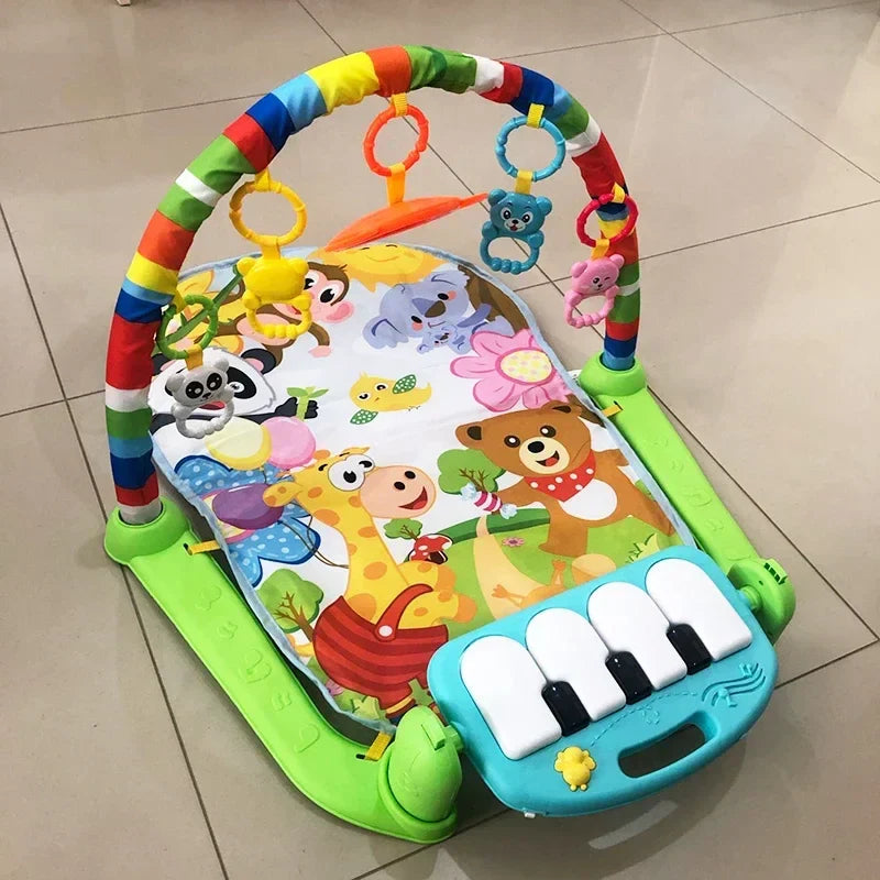 Baby Activity Gym Play Mat with Music Rack & Piano Keyboard - Soft Puzzle Carpet for Infant Crawling & Playtime