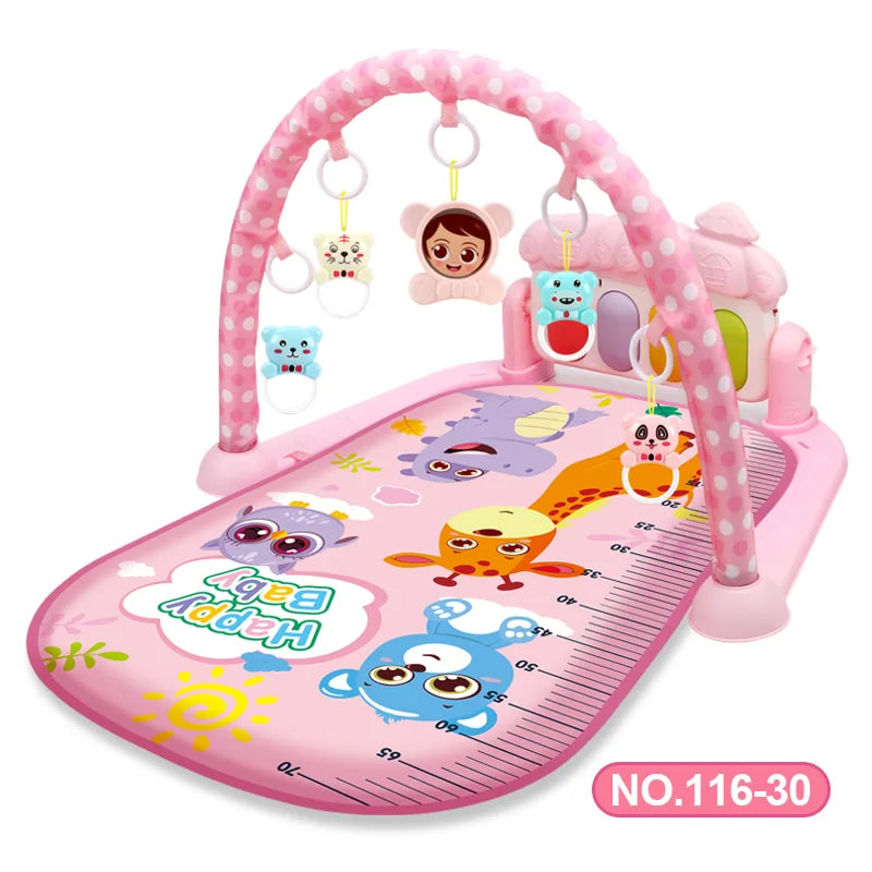 Baby Play Gym Activity Mat with Musical Arch, Multifunctional Fitness Frame, Educational Crawling Rug, Perfect Gift for Infants