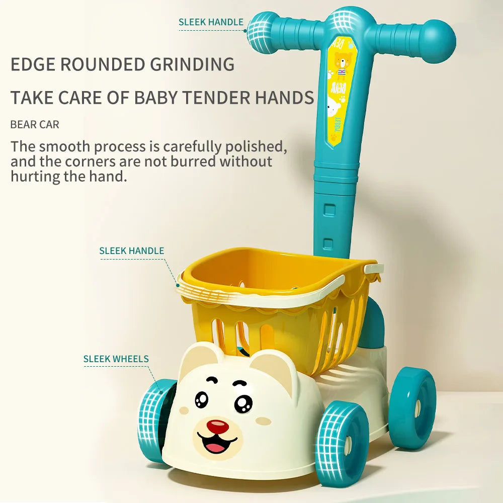 Children's Supermarket Shopping Cart Toy - Baby Trolley for Fruit & Grocery Play - Simulation Kitchen Gift for Boys & Girls