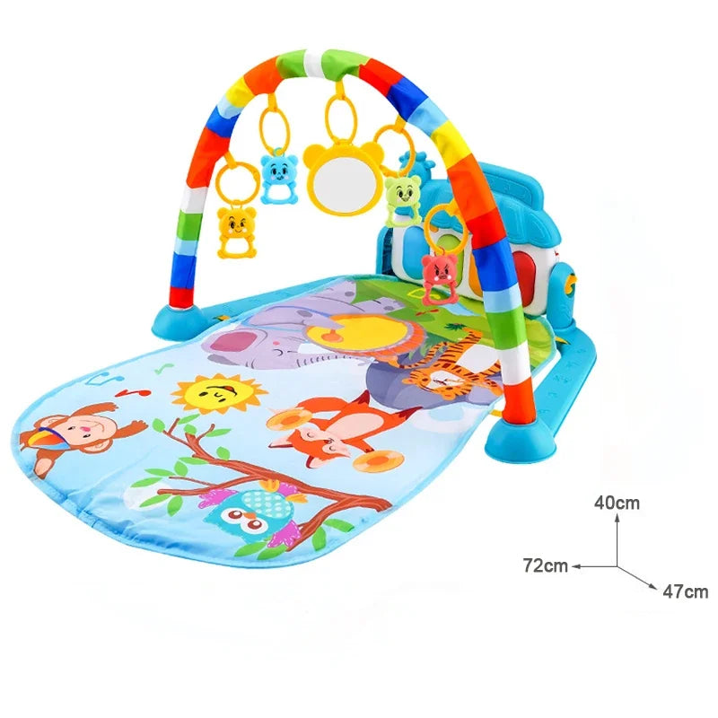 Baby Activity Gym Play Mat with Music Rack & Piano Keyboard - Soft Puzzle Carpet for Infant Crawling & Playtime