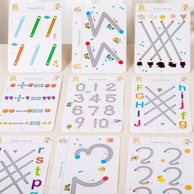 Reusable Magic Tracing Workbook for Kids - Montessori Drawing Practice Copybook for Educational Control Training and Creative Learning