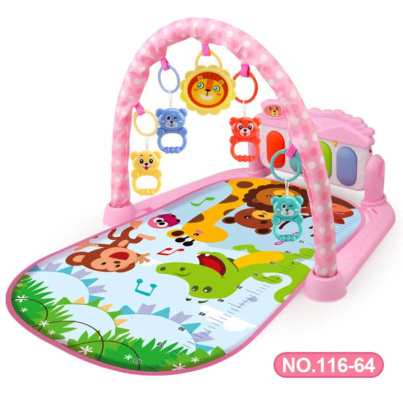Baby Play Gym Activity Mat with Musical Arch, Multifunctional Fitness Frame, Educational Crawling Rug, Perfect Gift for Infants