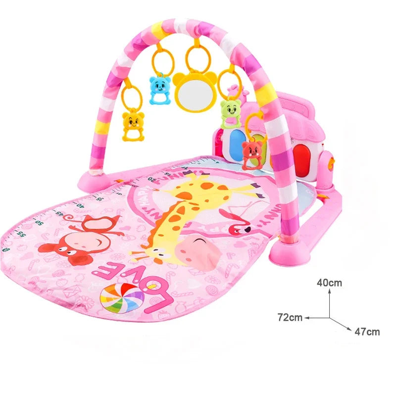 Baby Activity Gym Play Mat with Music Rack & Piano Keyboard - Soft Puzzle Carpet for Infant Crawling & Playtime