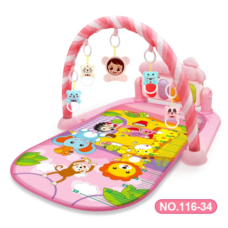 Baby Play Gym Activity Mat with Musical Arch, Multifunctional Fitness Frame, Educational Crawling Rug, Perfect Gift for Infants