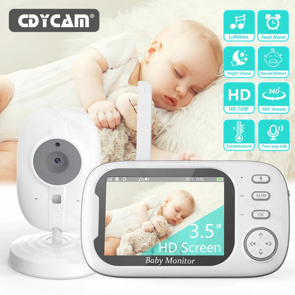 Wireless Video Baby Monitor with 3.5-Inch Display, Night Vision, Temperature Monitoring & Two-Way Audio for Baby Care and Security