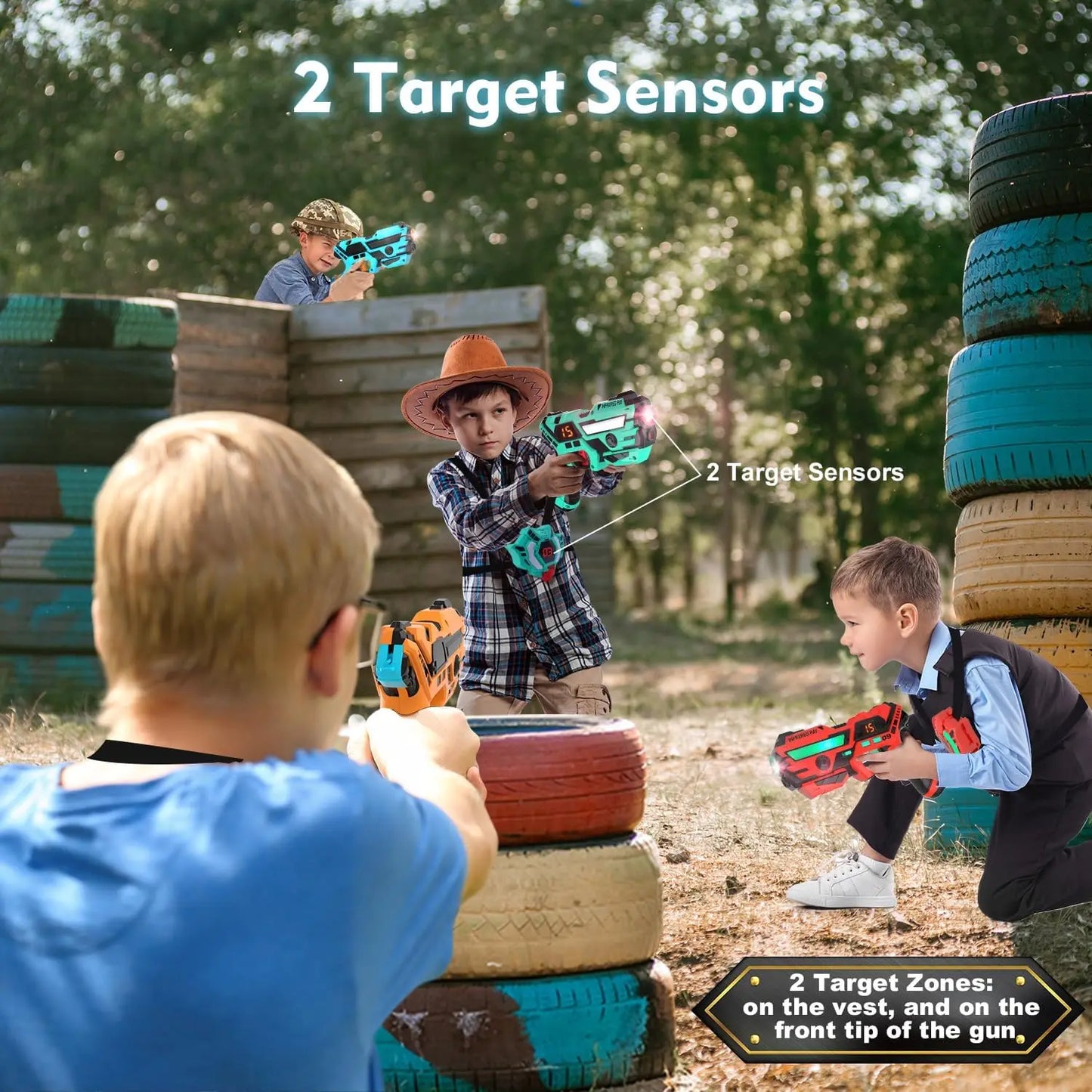 Laser Tag Guns Set with Vests - 4x Infrared Shooting Game for Indoor & Outdoor Fun for Kids and Teens Age 6+
