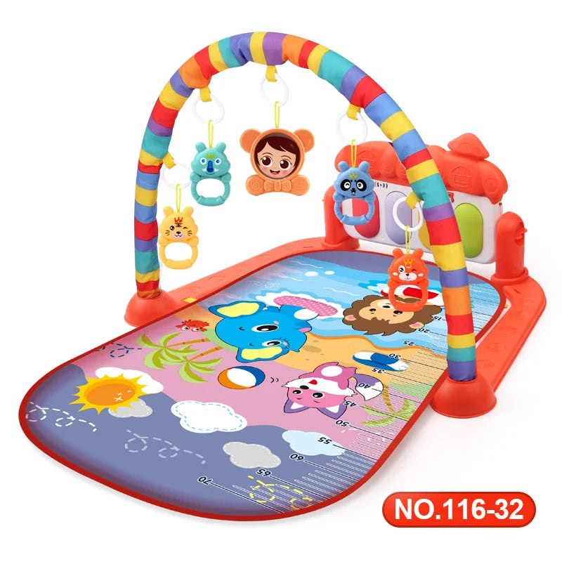 Baby Play Gym Activity Mat with Musical Arch, Multifunctional Fitness Frame, Educational Crawling Rug, Perfect Gift for Infants