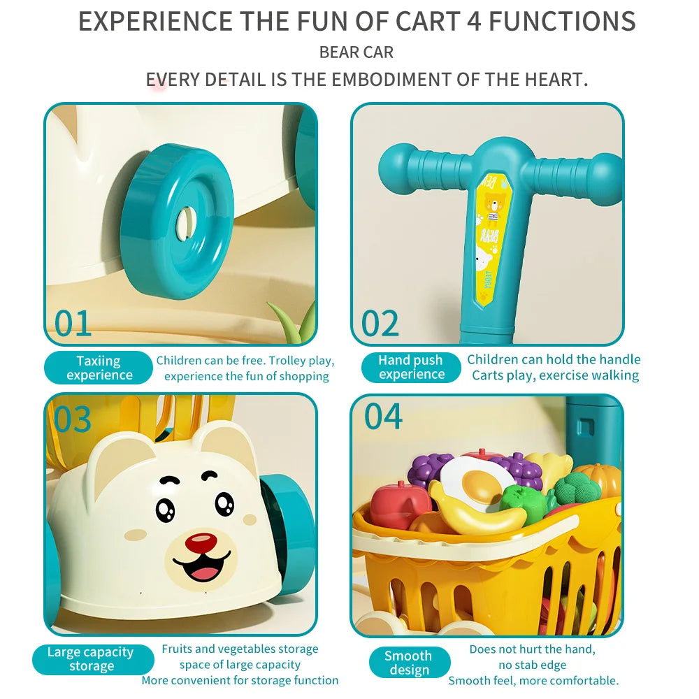 Children's Supermarket Shopping Cart Toy - Baby Trolley for Fruit & Grocery Play - Simulation Kitchen Gift for Boys & Girls