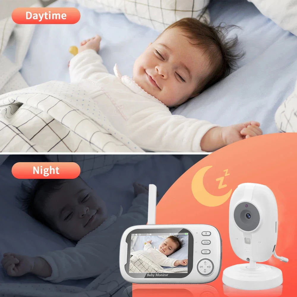 Wireless Video Baby Monitor with 3.5-Inch Display, Night Vision, Temperature Monitoring & Two-Way Audio for Baby Care and Security