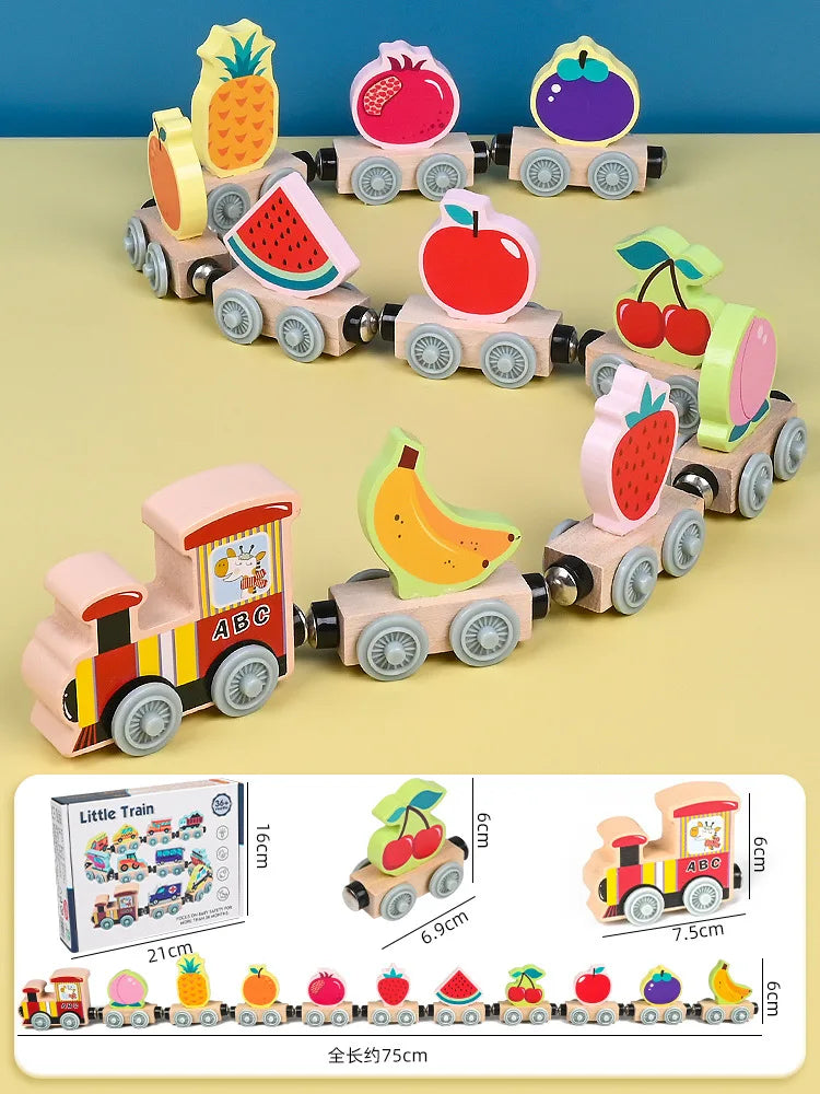 Montessori Magnetic Wooden Train Set for Kids - Educational Animal Sorting Toy for Early Learning and Cognitive Development
