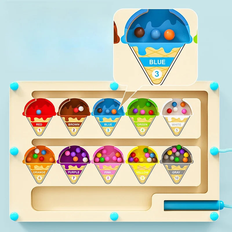 Magnetic Bead Maze Toy for Kids - Puzzle Game for Attention & Concentration Training Ages 2-6