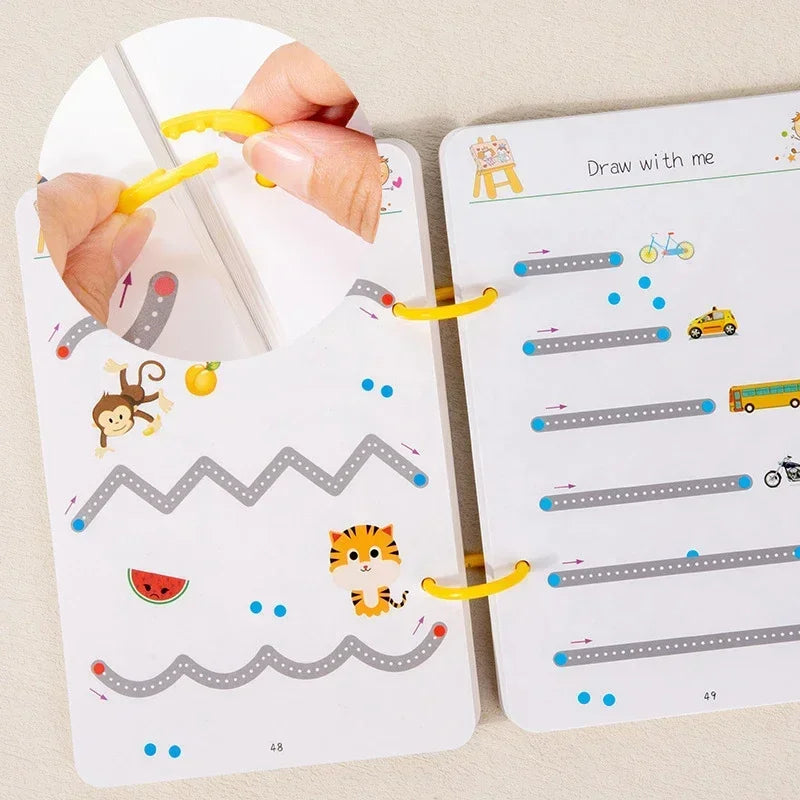 Reusable Magic Tracing Workbook for Kids - Montessori Drawing Practice Copybook for Educational Control Training and Creative Learning