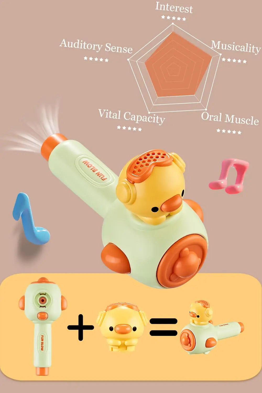 Montessori Sensory Toy for Babies - Whistle Ball Blowing Floating Blow Pipe Balls for Fine Motor Skills Development