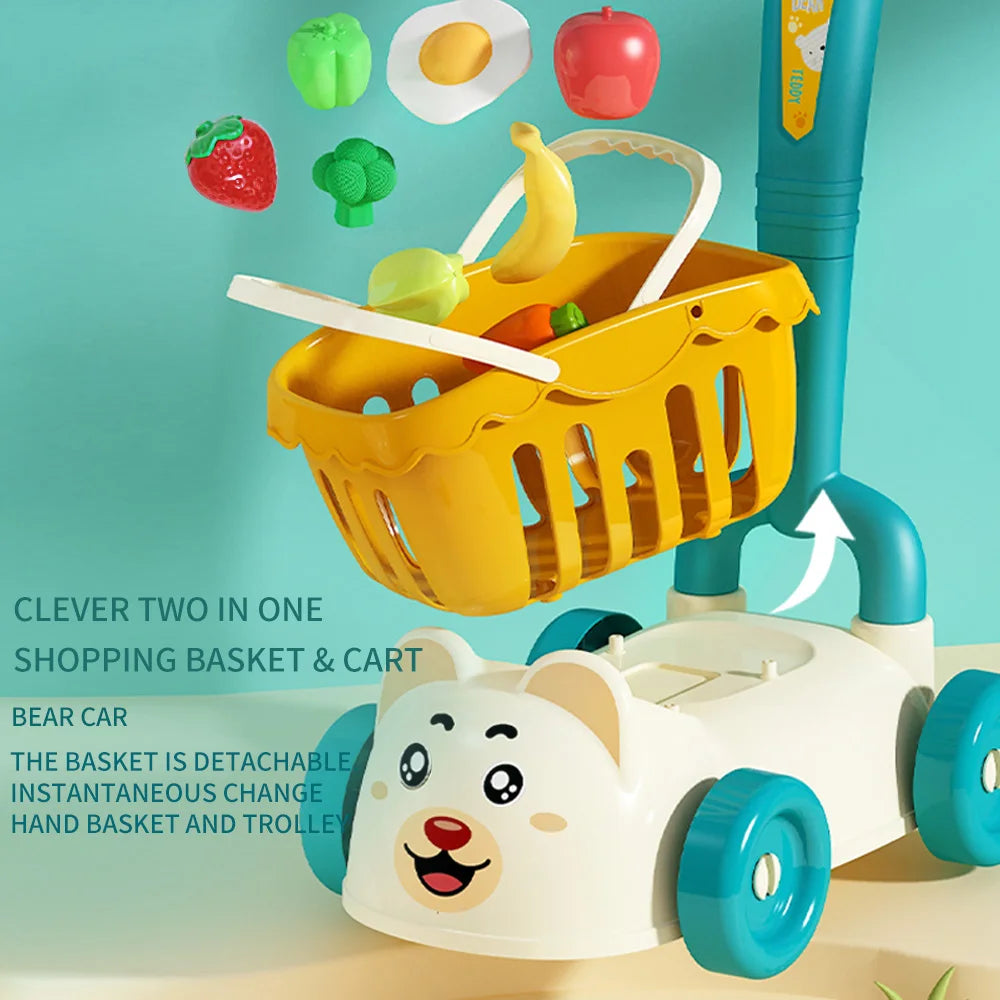 Children's Supermarket Shopping Cart Toy - Baby Trolley for Fruit & Grocery Play - Simulation Kitchen Gift for Boys & Girls