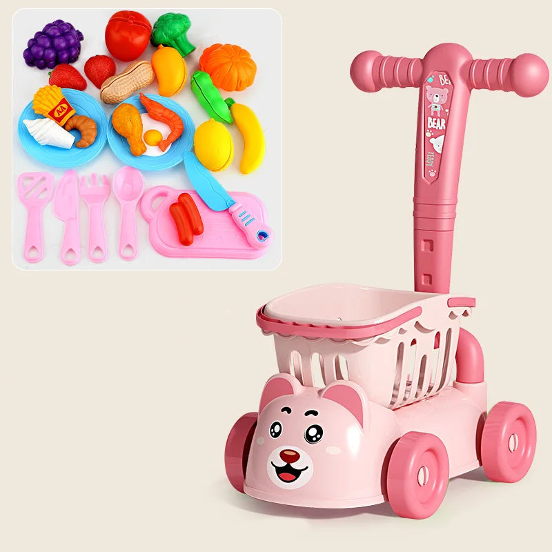 Children's Supermarket Shopping Cart Toy - Baby Trolley for Fruit & Grocery Play - Simulation Kitchen Gift for Boys & Girls