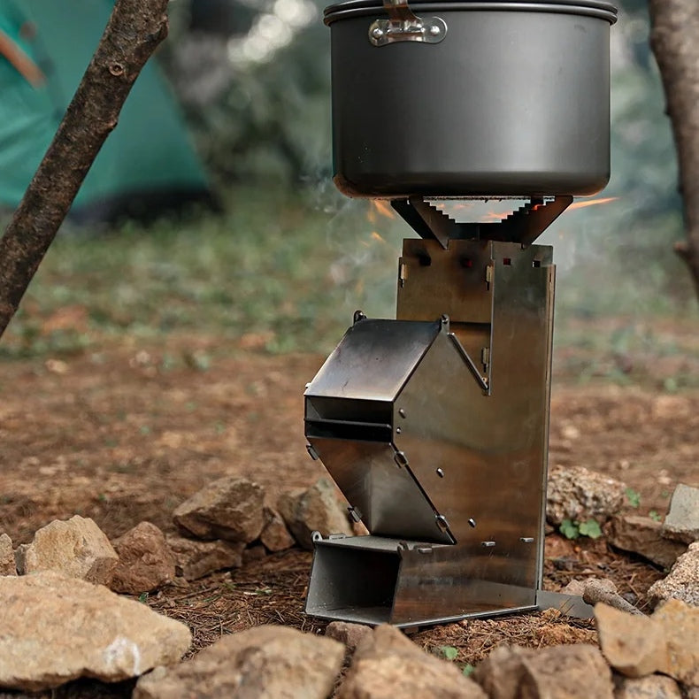 Portable Outdoor Rocket Wood Burning Stove | Lightweight, Efficient & Ideal for Camping and Backyard Gatherings