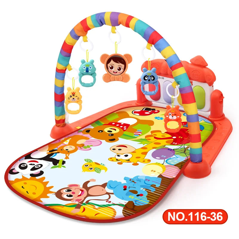 Baby Play Gym Activity Mat with Musical Arch, Multifunctional Fitness Frame, Educational Crawling Rug, Perfect Gift for Infants