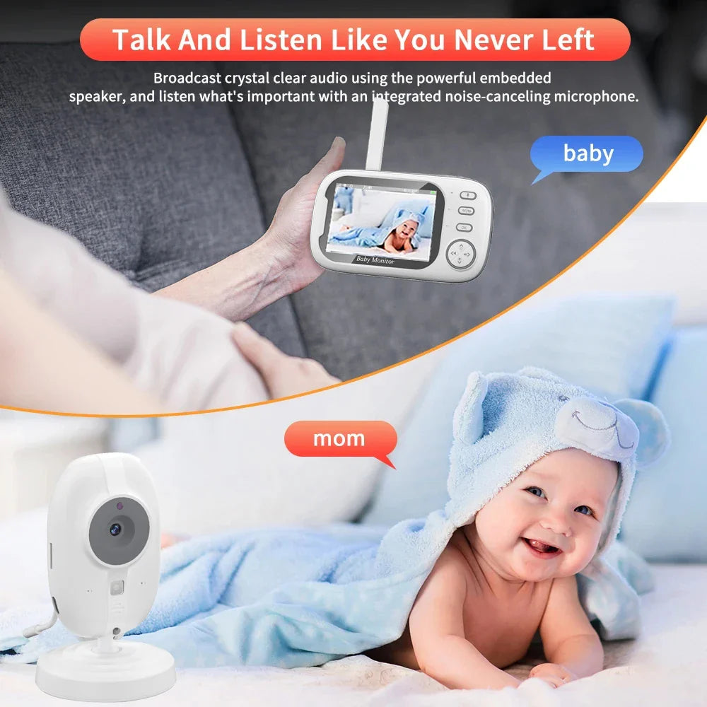 Wireless Video Baby Monitor with 3.5-Inch Display, Night Vision, Temperature Monitoring & Two-Way Audio for Baby Care and Security