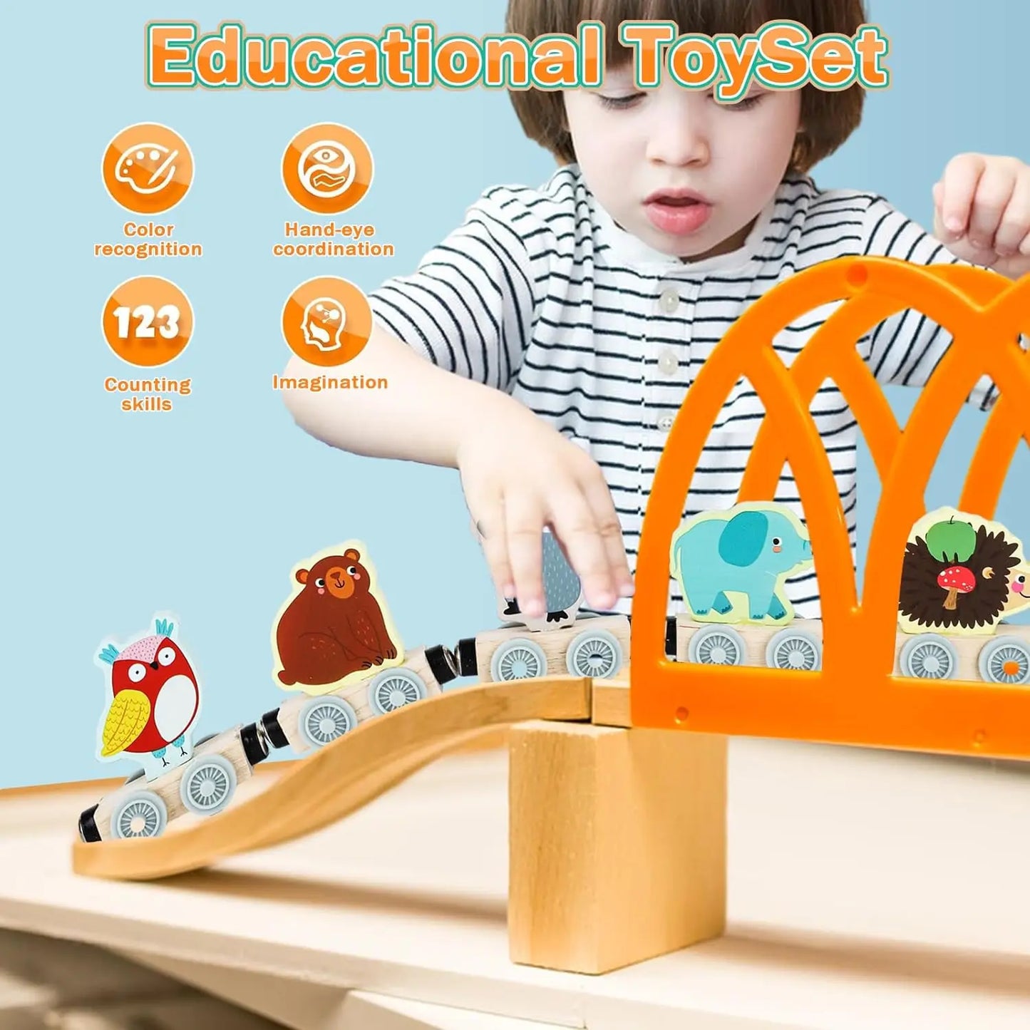 Montessori Magnetic Wooden Train Set for Kids - Educational Animal Sorting Toy for Early Learning and Cognitive Development