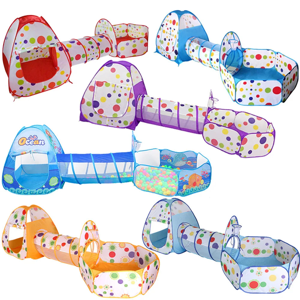 3-in-1 Portable Baby Ball Pit Playpen with Crawling Tunnel for Kids - Indoor/Outdoor Playground Tent and Ball Pool