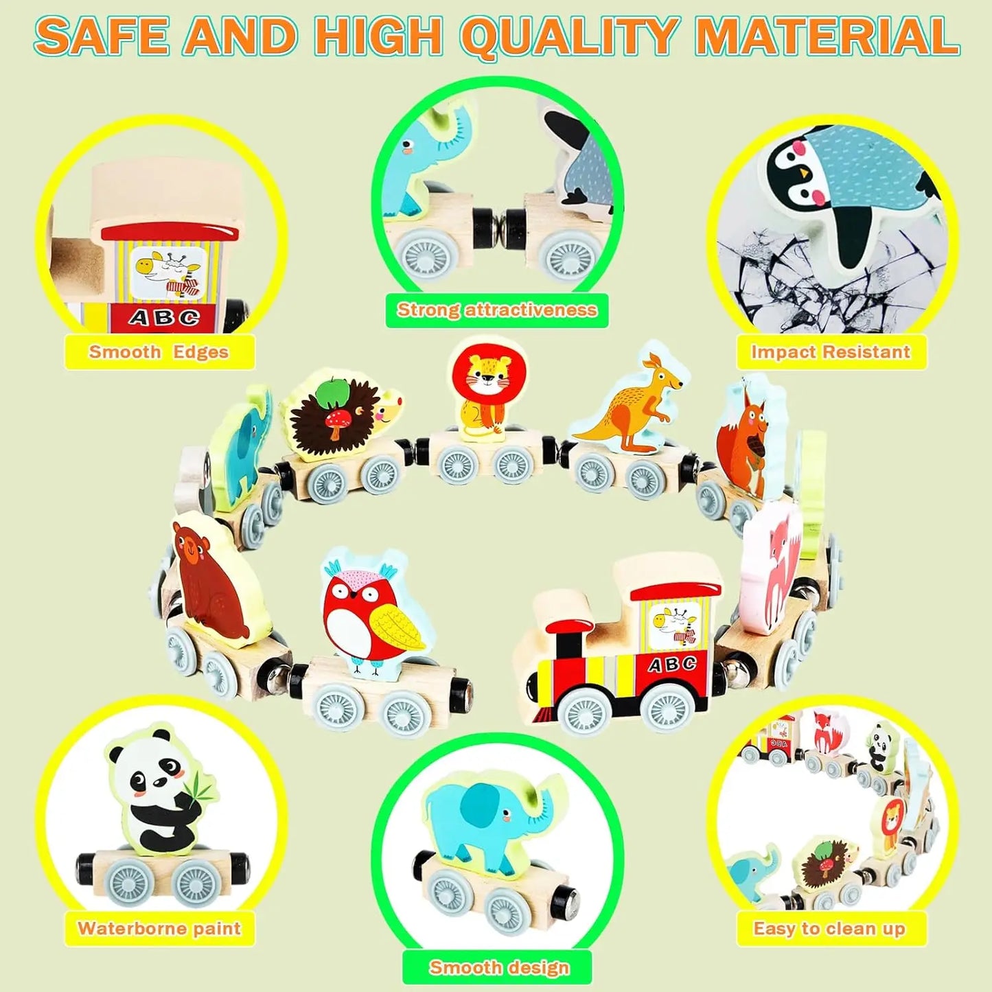 Montessori Magnetic Wooden Train Set for Kids - Educational Animal Sorting Toy for Early Learning and Cognitive Development