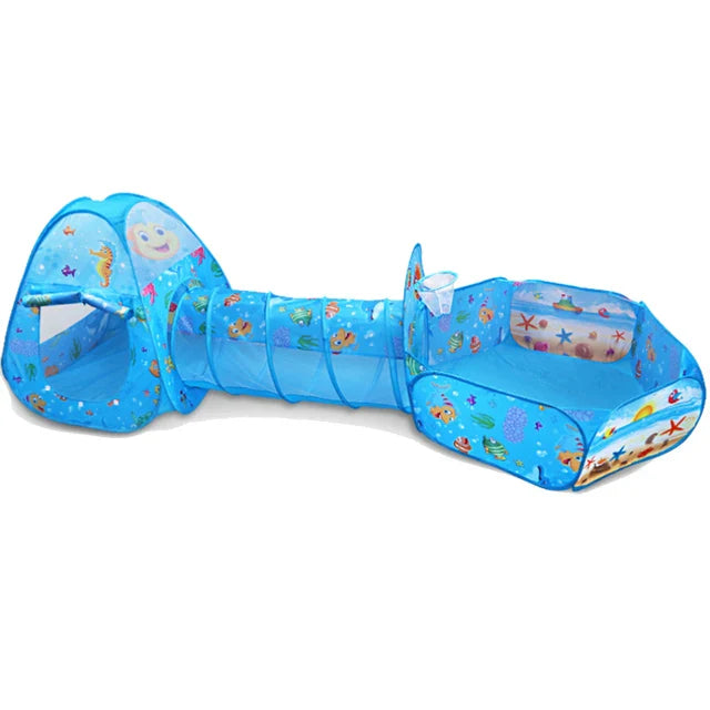 3-in-1 Portable Baby Ball Pit Playpen with Crawling Tunnel for Kids - Indoor/Outdoor Playground Tent and Ball Pool