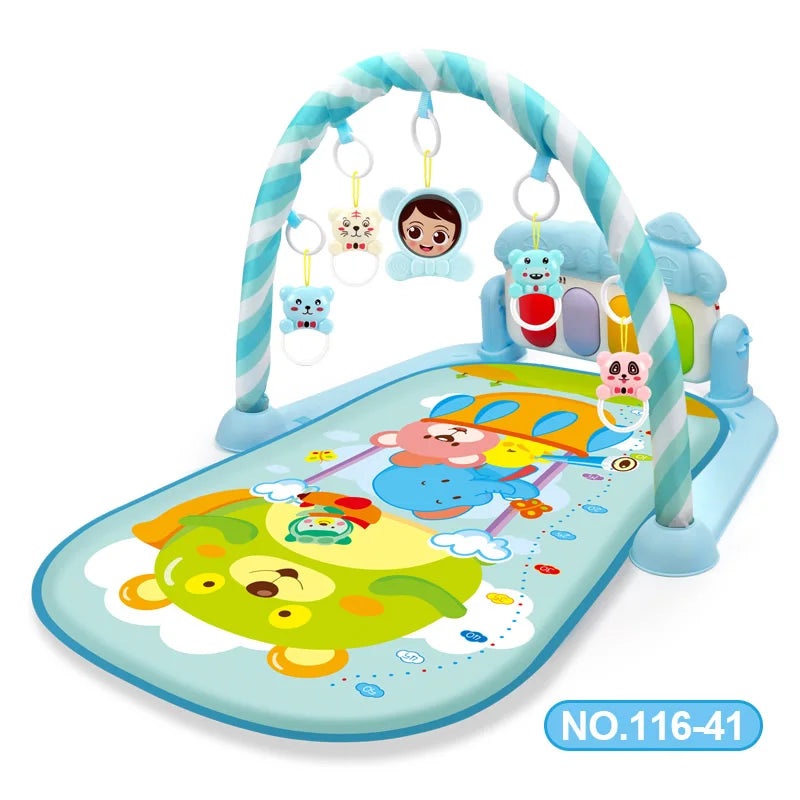 Baby Play Gym Activity Mat with Musical Arch, Multifunctional Fitness Frame, Educational Crawling Rug, Perfect Gift for Infants