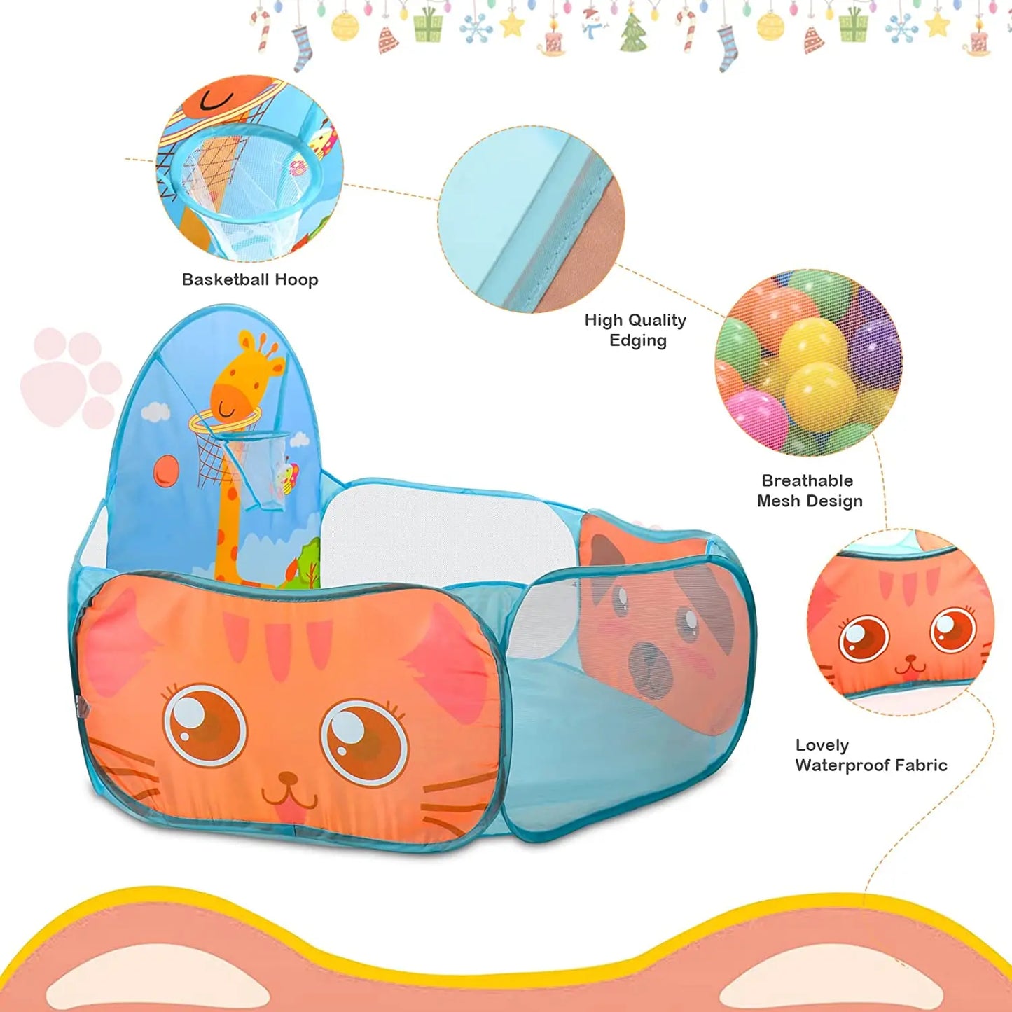 Portable Foldable Ball Pool Tent for Kids - Indoor/Outdoor Play Pit with Basket - Educational Sports Toy & Holiday Gift