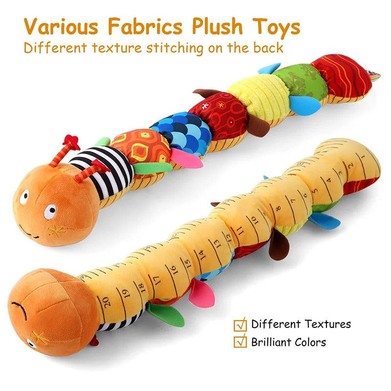 Sensory Plush Caterpillar Toy | Soft, Colorful Rattle & Music for Baby's Sensory Development and Playtime