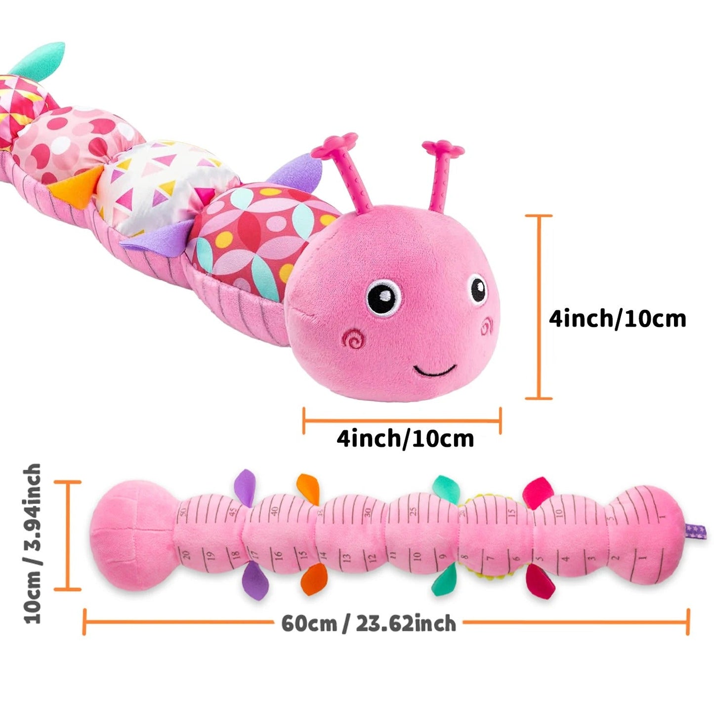 Sensory Plush Caterpillar Toy | Soft, Colorful Rattle & Music for Baby's Sensory Development and Playtime