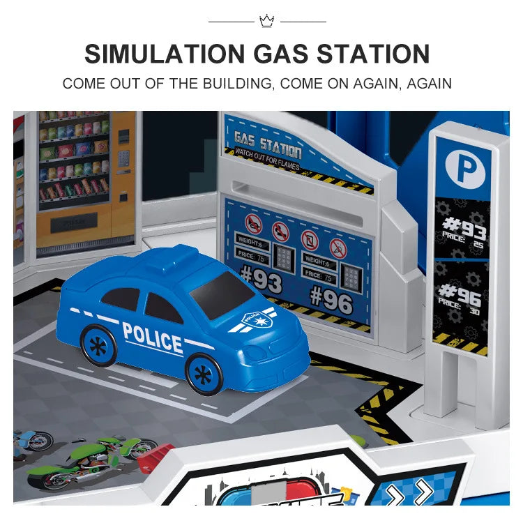 Multi-Storey Toy Garage with Lift โ Interactive Parking Set with Cars and Racing Tracks for Kids, Perfect for Imaginative Play