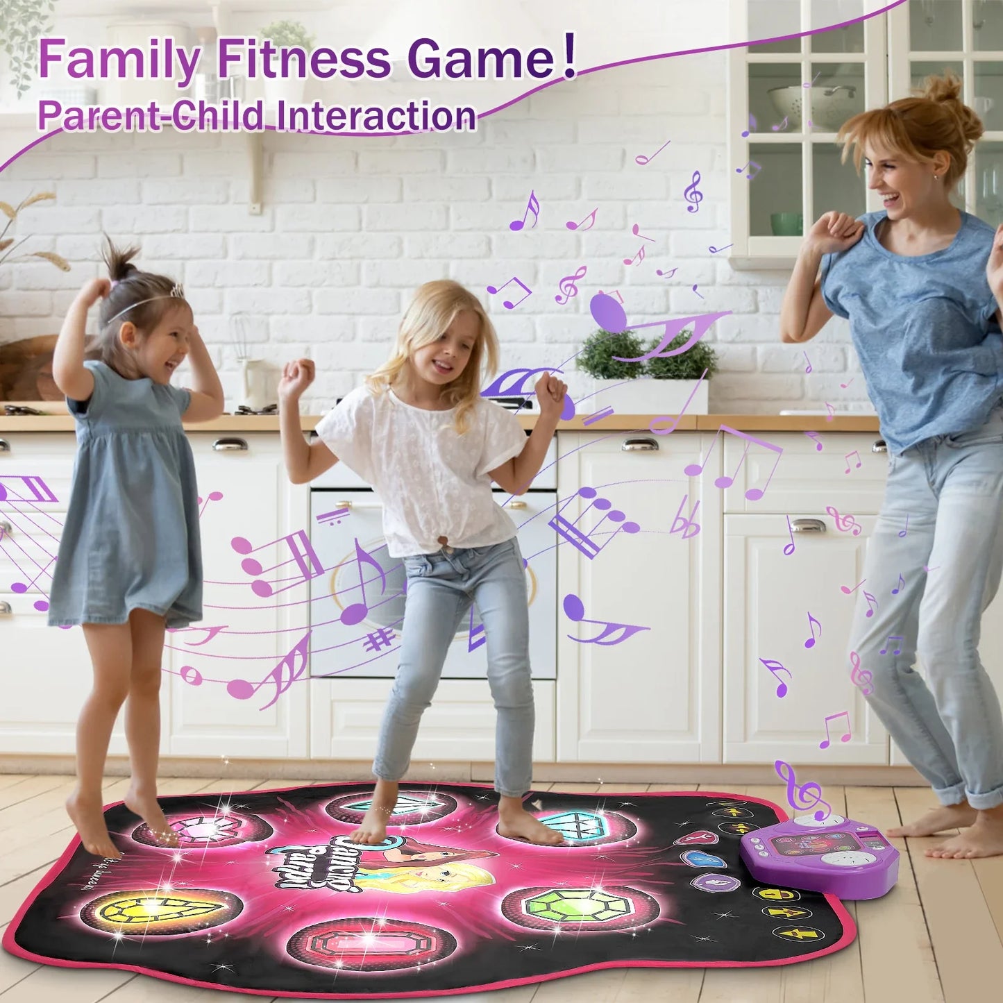 LED Dance Mat for Kids - 27 Levels, 6 Light-Up Keys, Bluetooth Music Game Toy for Ages 3-8, Interactive Dancing Fun