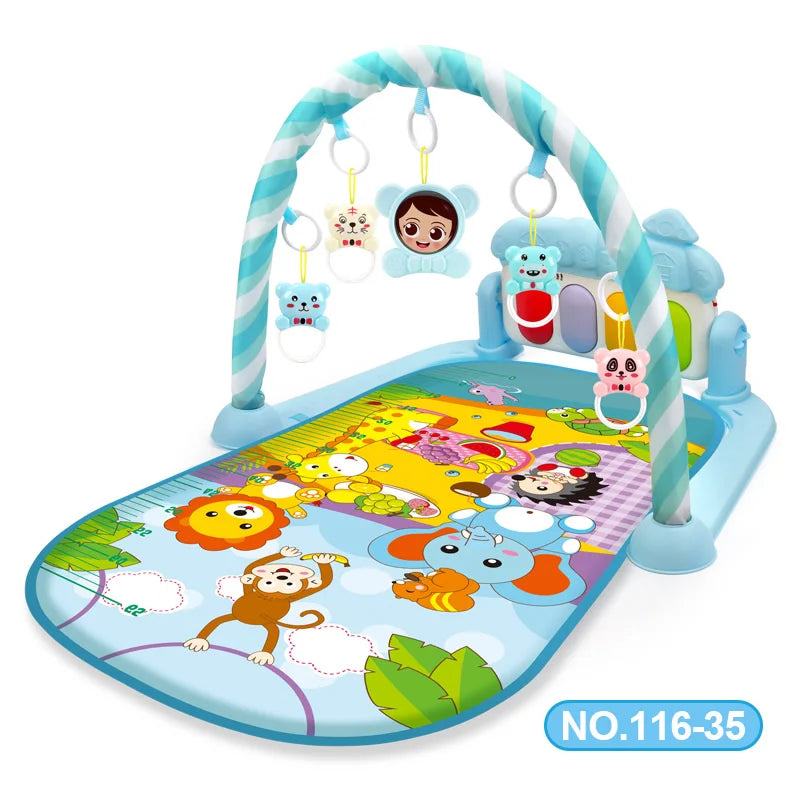 Baby Play Gym Activity Mat with Musical Arch, Multifunctional Fitness Frame, Educational Crawling Rug, Perfect Gift for Infants