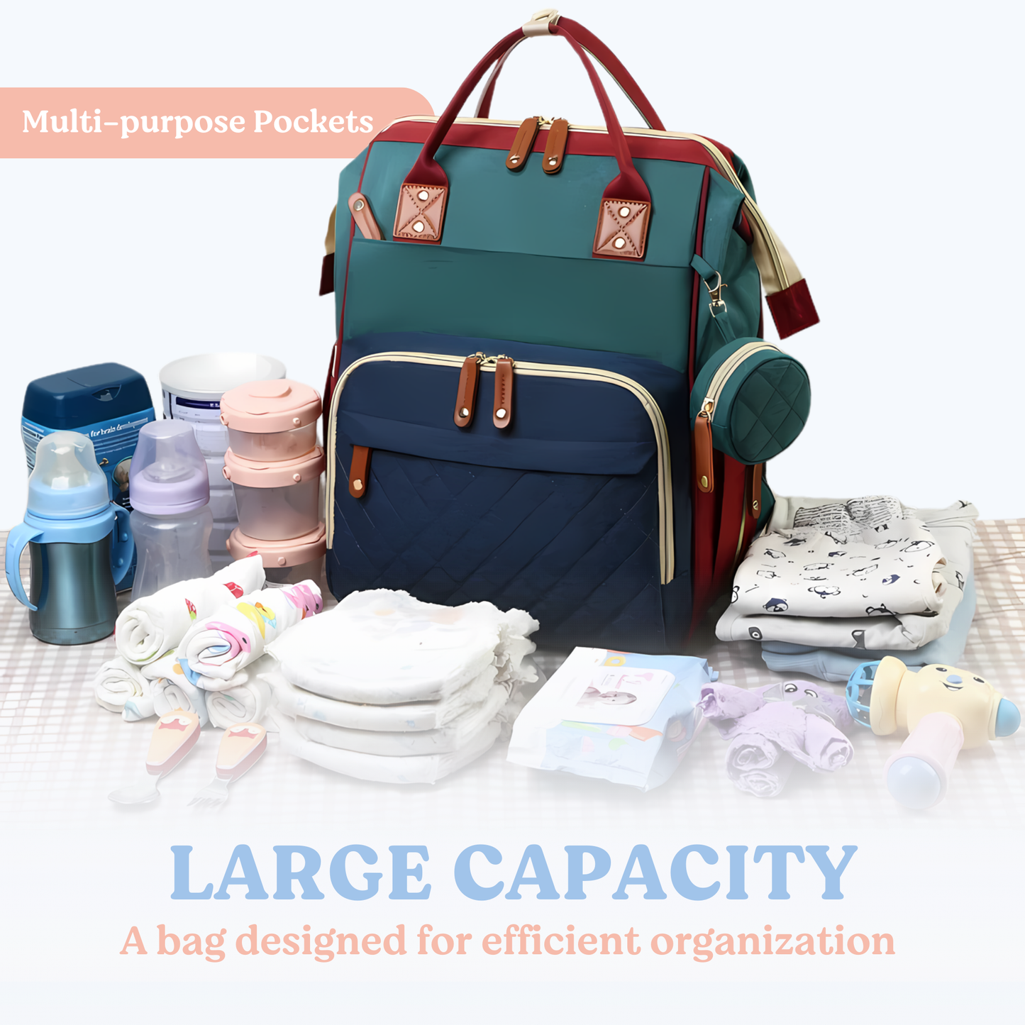 Diaper Bag | Waterproof, Multi-Pocket Design for Moms on the Go