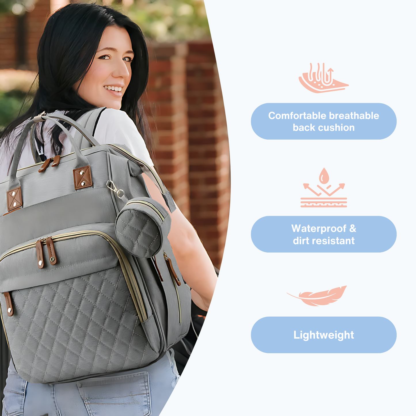 Diaper Bag | Waterproof, Multi-Pocket Design for Moms on the Go