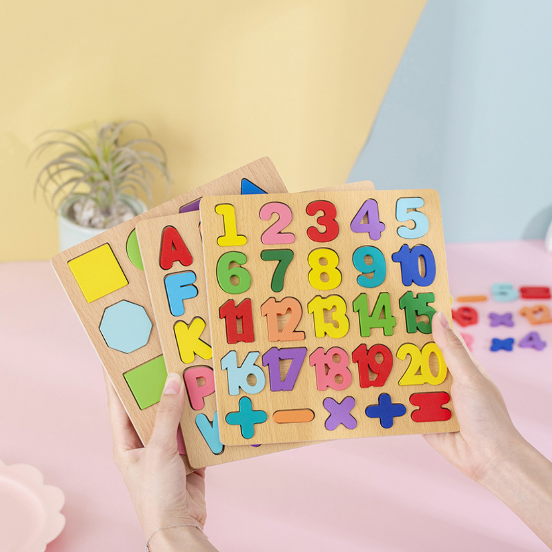 Woodland Wonders™ | Wooden Shapes, Numbers & Letters Puzzle for Early Learning & Educational Play