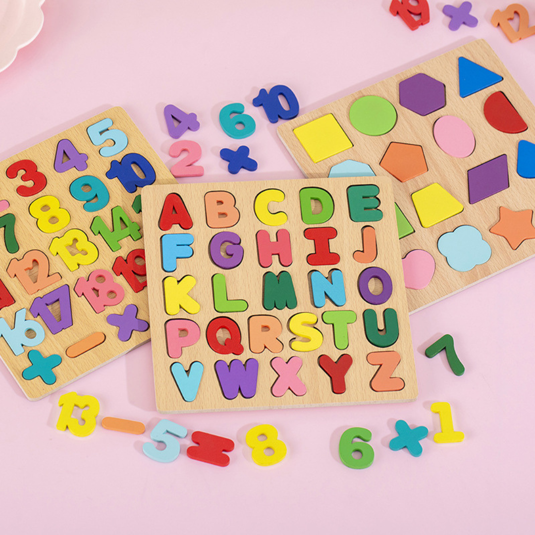 Woodland Wonders™ | Wooden Shapes, Numbers & Letters Puzzle for Early Learning & Educational Play