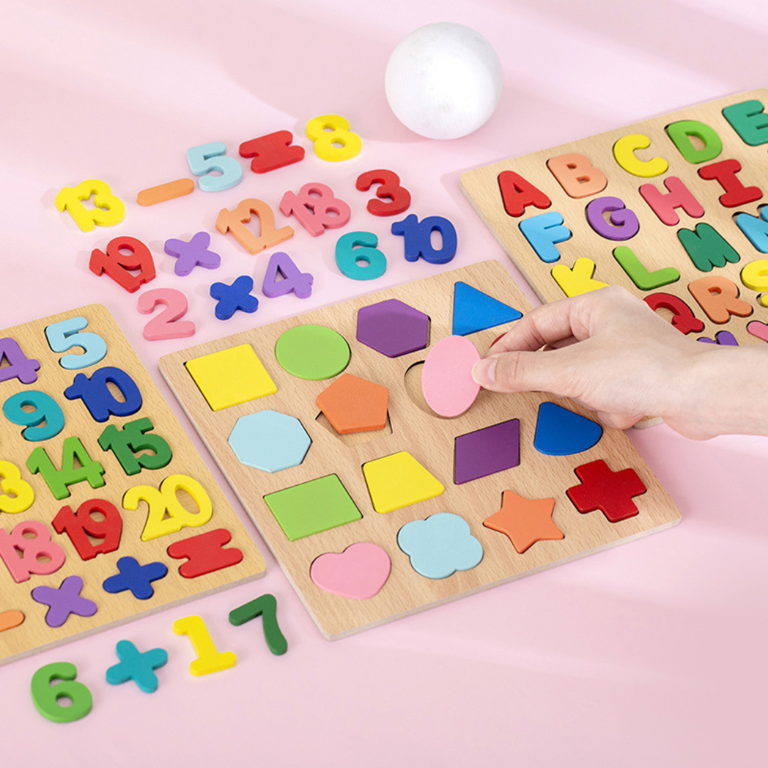 Woodland Wonders™ | Wooden Shapes, Numbers & Letters Puzzle for Early Learning & Educational Play