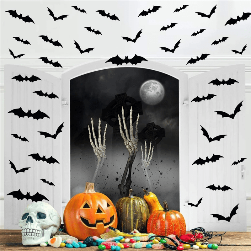 3D Bat Wall Decals | Realistic, Reusable Halloween Decorations for Spooky Parties & Haunted House Decor