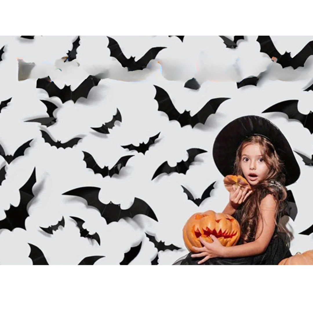 3D Bat Wall Decals | Realistic, Reusable Halloween Decorations for Spooky Parties & Haunted House Decor