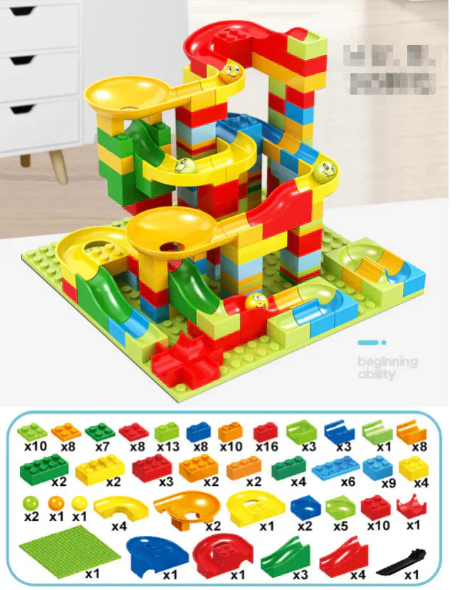 Marble Race Track Builder Set | DIY Racing Track with Building Blocks for Kids & Creative Play