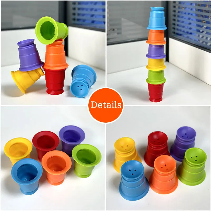 Rainbow Stacking Cups - Stacking Game for Kids - Colourful Cup Stacking Toy - Educational Playset for Toddlers
